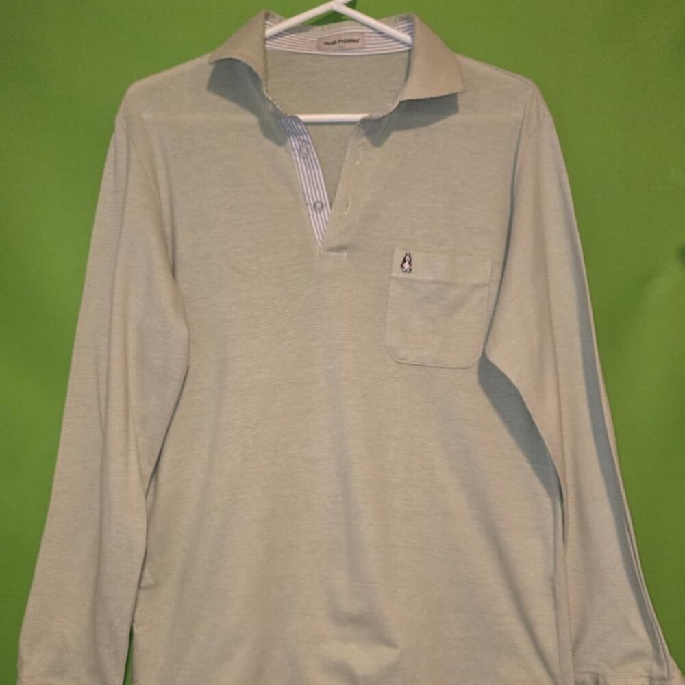 Hush Puppies Green Long Sleeve Polo Shirt L